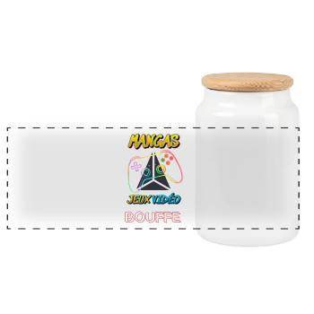 Mangas Jeux Vidéo Néon Bouffe - Boîte à biscuits avec couvercle en bois - blanc - Devant