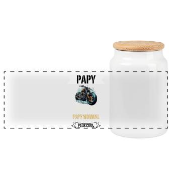 Papy Motard Plus Cool - Boîte à biscuits avec couvercle en bois - blanc - Devant
