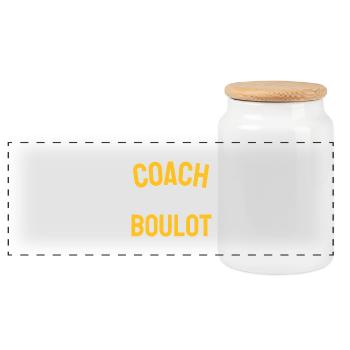 Coach Mon Travail: Humour - Boîte à biscuits avec couvercle en bois - blanc - Devant