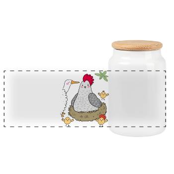 Farm - Panoramic Cookie Jar with Wooden Lid - white - Front