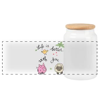 Ferme, la vie est meilleure avec vous - Boîte à biscuits avec couvercle en bois - blanc - Devant