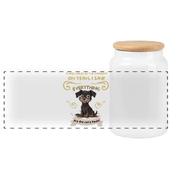 Chiot éclaboussé de boue : Défaut du chat - Boîte à biscuits avec couvercle en bois - blanc - Devant