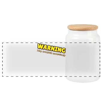 Warning: Excessive Complaining - Panoramic Cookie Jar with Wooden Lid - white - Front