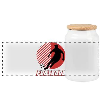 Fußball - Panorama Keksdose mit Holzdeckel - Weiß - Vorne