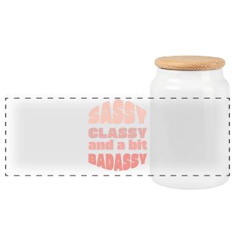 Sassy Classy Badass Typography Tee - Panoramic Cookie Jar with Wooden Lid - white - Front