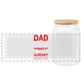 Dad Gift Fail: You Already Have Us - Panoramic Cookie Jar with Wooden Lid - white - Front