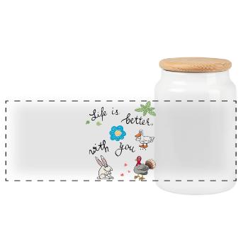 La vie est meilleure avec vous - Boîte à biscuits avec couvercle en bois - blanc - Devant