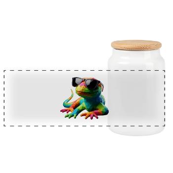 LIZARD cool multicolor - Panoramic Cookie Jar with Wooden Lid - white - Front