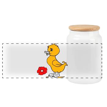 Poussins de Pâques Joyeuses Pâques - Boîte à biscuits avec couvercle en bois - blanc - Devant