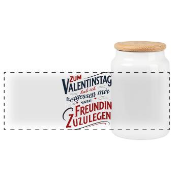 Saint-Valentin sans petite amie - Boîte à biscuits avec couvercle en bois - blanc - Devant