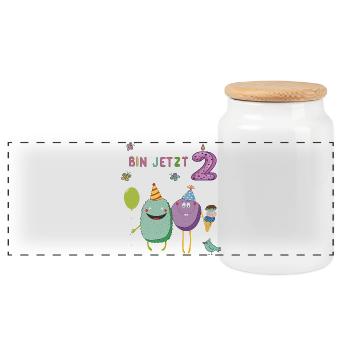 Fille d’anniversaire - Boîte à biscuits avec couvercle en bois - blanc - Devant