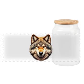 Wolf - Panorama Keksdose mit Holzdeckel - Weiß - Vorne