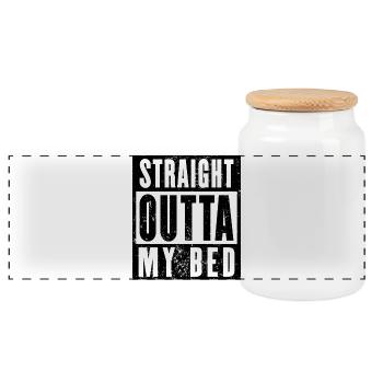 Straight Outta My Bed Shirt, Morgenmuffel - Panorama Keksdose mit Holzdeckel - Weiß - Vorne