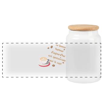 Bonheur Café d'aujourd'hui - Boîte à biscuits avec couvercle en bois - blanc - Devant