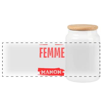 La femme parfaite: Manon - Boîte à biscuits avec couvercle en bois - blanc - Devant