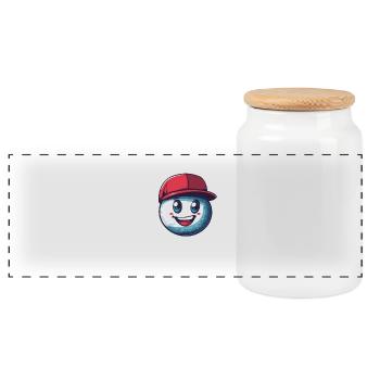 Cap Rouge Golfball-Maskottchen - Panorama Keksdose mit Holzdeckel - Weiß - Vorne