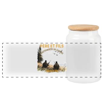 Père et Fils Chasse Ensemble - Boîte à biscuits avec couvercle en bois - blanc - Devant