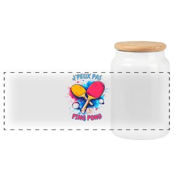 Ping Pong Coloré Déchaîné - Boîte à biscuits avec couvercle en bois - blanc - Devant