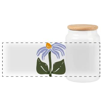 Stylized Wildflower - Panoramic Cookie Jar with Wooden Lid - white - Front