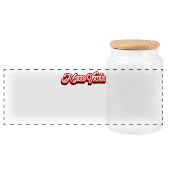 New York Neon Retro Script - Panoramic Cookie Jar with Wooden Lid - white - Front