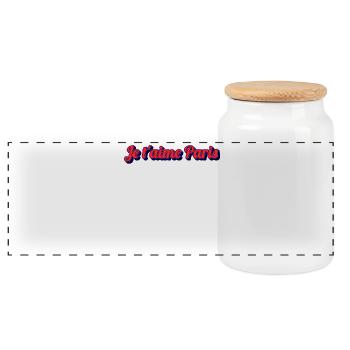Je t'aime Paris Script with Blue Shadow - Panoramic Cookie Jar with Wooden Lid - white - Front