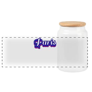 Paris City of Love Retro Logo - Panoramic Cookie Jar with Wooden Lid - white - Front
