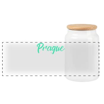Prague Fairy Tale City - Panoramic Cookie Jar with Wooden Lid - white - Front
