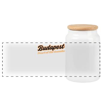 Budapest Pearl of the Danube - Panoramic Cookie Jar with Wooden Lid - white - Front