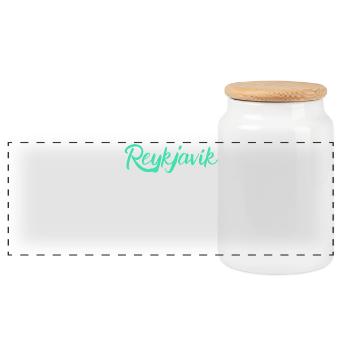 Reykjavik Adventures: Icelandic Explorer - Panoramic Cookie Jar with Wooden Lid - white - Front
