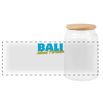 Tissu Paradis de l’île de Bali - Boîte à biscuits avec couvercle en bois - blanc - Devant
