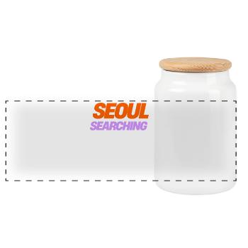 Seoul Searching Vibes - Perfect Gift for K-Culture - Panoramic Cookie Jar with Wooden Lid - white - Front