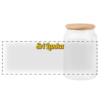 Sri Lanka Retro-Schrift in Farbe - Panorama Keksdose mit Holzdeckel - Weiß - Vorne