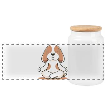 Meditating Beagle – Calm & Mindfulness - Panoramic Cookie Jar with Wooden Lid - white - Front