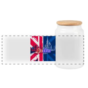 Silhouette de l’Union Jack de Londres - Boîte à biscuits avec couvercle en bois - blanc - Devant