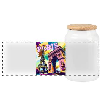 Paris Pop Art Skyline - Boîte à biscuits avec couvercle en bois - blanc - Devant
