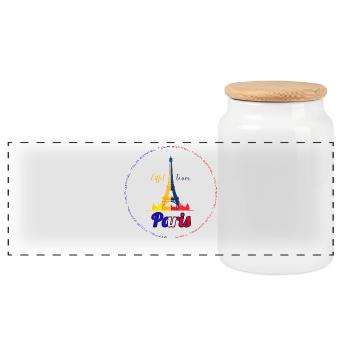 Pariser Eiffelturm-Regenbogen - Panorama Keksdose mit Holzdeckel - Weiß - Vorne