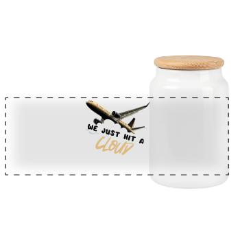 We Just Hit a Cloud - Panoramic Cookie Jar with Wooden Lid - white - Front