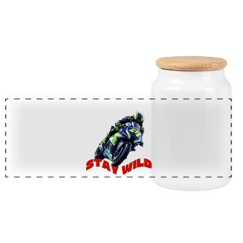 Ride Hard Stay Wild Moto Rider - Panorama Keksdose mit Holzdeckel - Weiß - Vorne