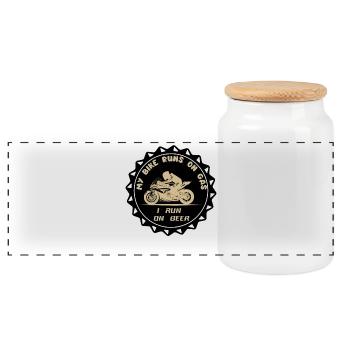 Le vélo fonctionne à l’essence, je roule à la bière - Boîte à biscuits avec couvercle en bois - blanc - Devant