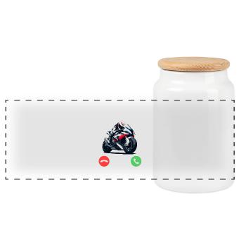 Mon vélo m’appelle - Boîte à biscuits avec couvercle en bois - blanc - Devant
