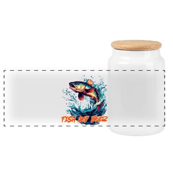 Mon plan de retraite : poisson et bière - Boîte à biscuits avec couvercle en bois - blanc - Devant