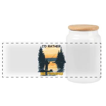 I'D RATHER BE FISHING SUNSET - Panoramic Cookie Jar with Wooden Lid - white - Front