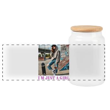 Je suis juste une fille - Boîte à biscuits avec couvercle en bois - blanc - Devant