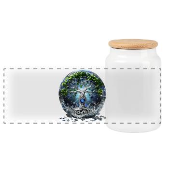 Light and shadow: the mystical Tree of Life. - Panoramic Cookie Jar with Wooden Lid - white - Front