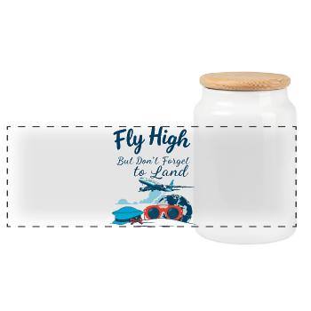 Fly high but don't forget to land - Boîte à biscuits avec couvercle en bois - blanc - Devant
