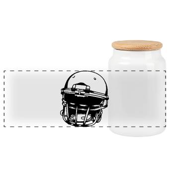 American Football Helmet Sketch - Panoramic Cookie Jar with Wooden Lid - white - Front