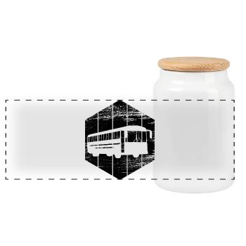 bus - Panoramic Cookie Jar with Wooden Lid - white - Front