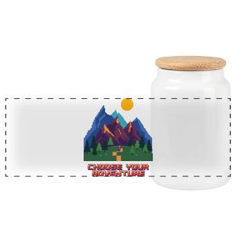 Retro Gaming Abenteuer - Panorama Keksdose mit Holzdeckel - Weiß - Vorne