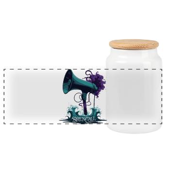 Megaphone Siren Call - Panoramic Cookie Jar with Wooden Lid - white - Front