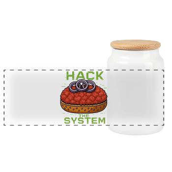 Hack the System – Mettbrötchen Shirt - Gourmett - Panorama Keksdose mit Holzdeckel - Weiß - Vorne